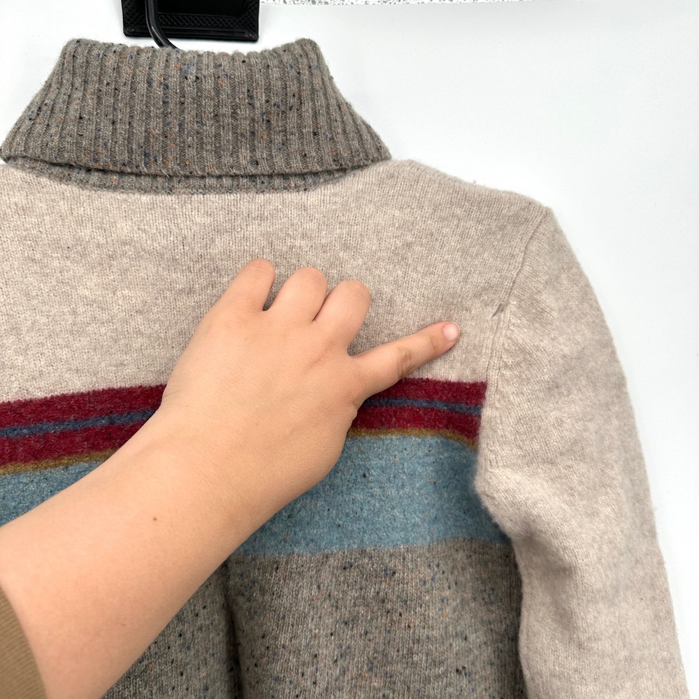 Pendleton Womens Lambswool Blend Striped Turtleneck Sweater Grey Beige Small - Picture 8 of 12